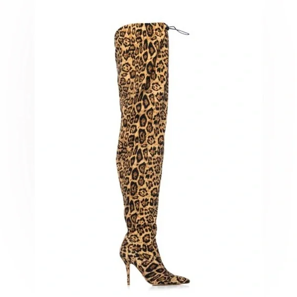 Azalea Wang Animal Print Leopard Slouchy Thigh High Boots